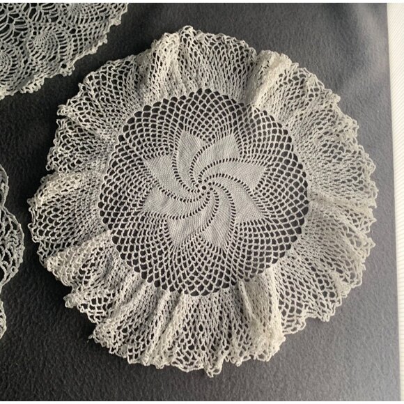 Vintage Hand-Crocheted Doilies Set of 3 - Picture 8 of 13